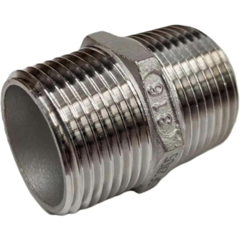 Niple hexagonal roscado en acero inoxidable 316